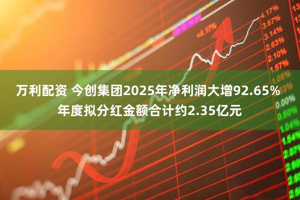万利配资 今创集团2025年净利润大增92.65% 年度拟分红金额合计约2.35亿元